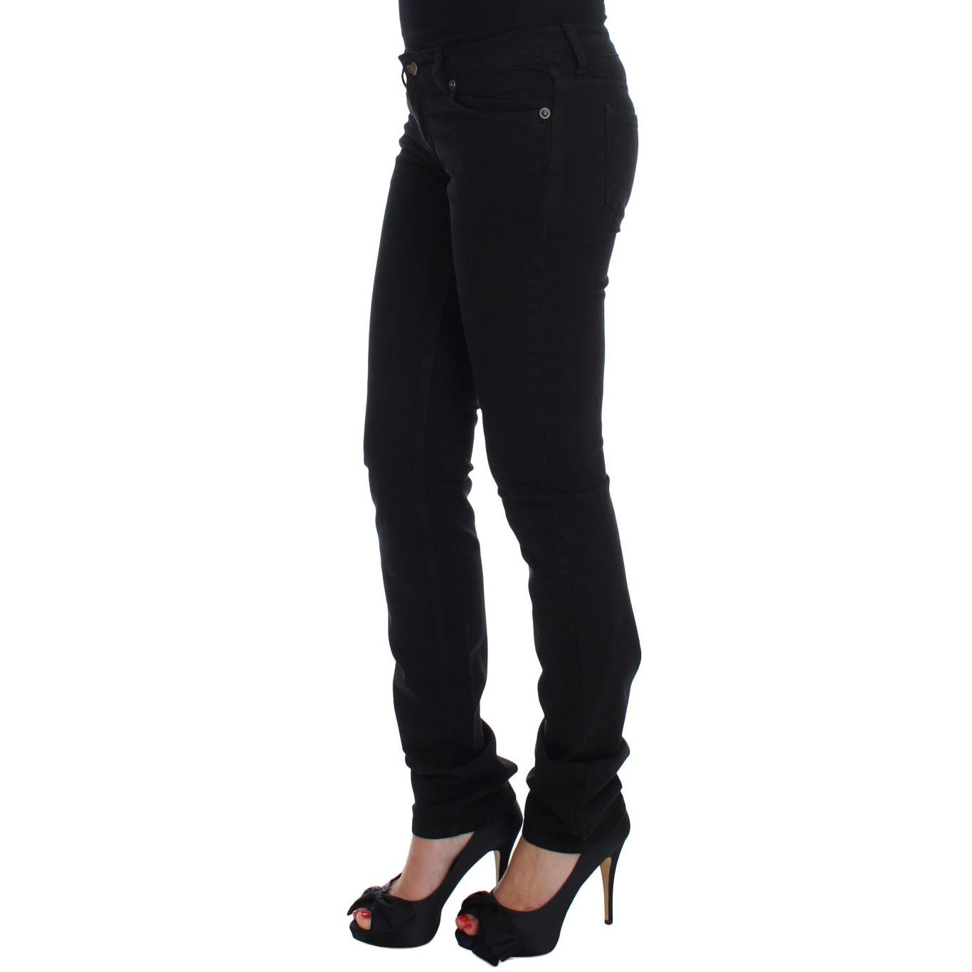 Cavalli Black Cotton Stretch Slim Skinny Fit Jeans