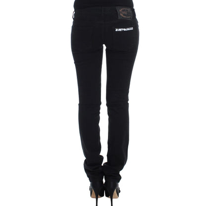 Cavalli Black Cotton Stretch Slim Skinny Fit Jeans
