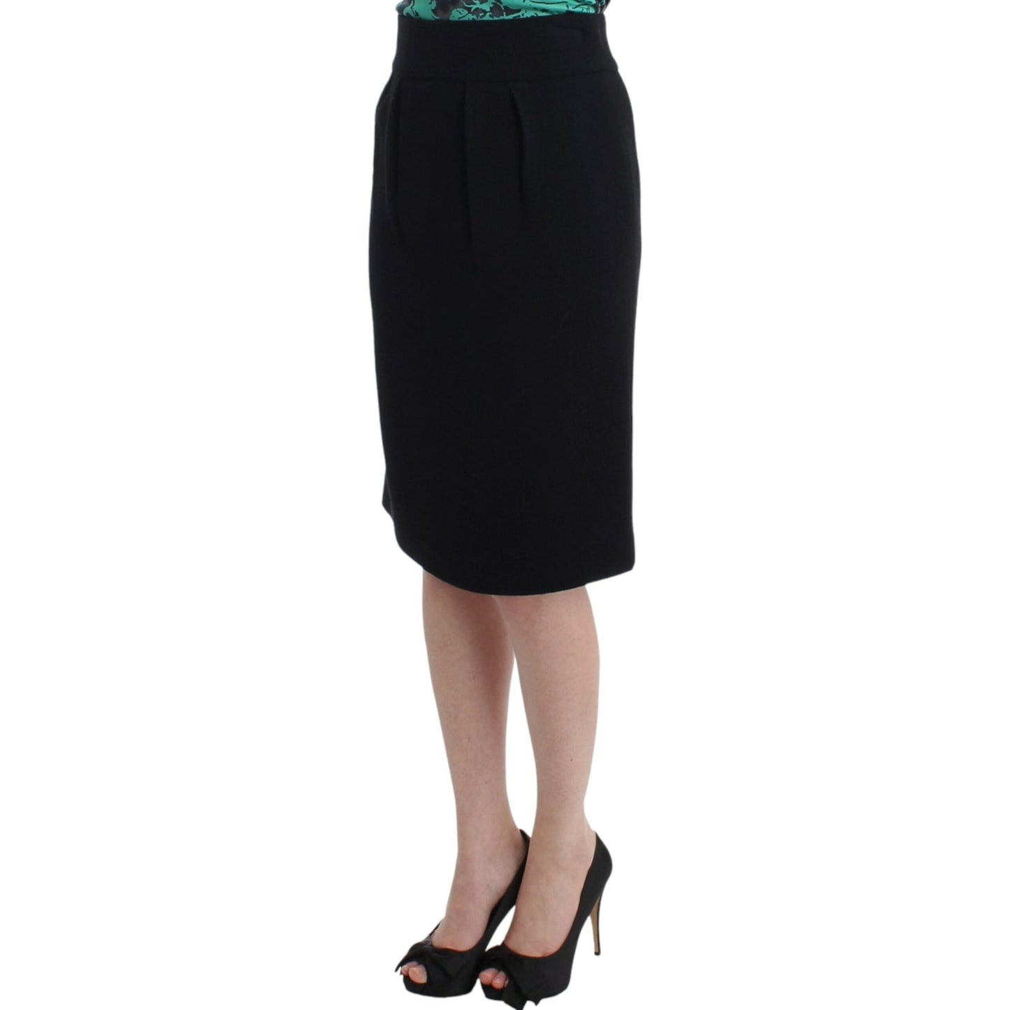 Cavalli Black wool pencil skirt