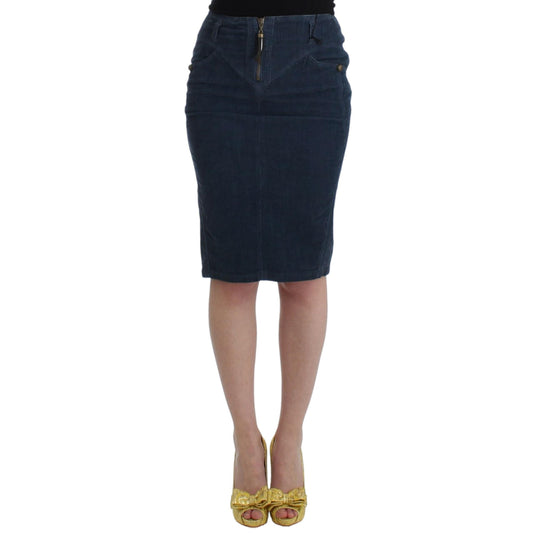 Cavalli Blue corduroy pencil skirt