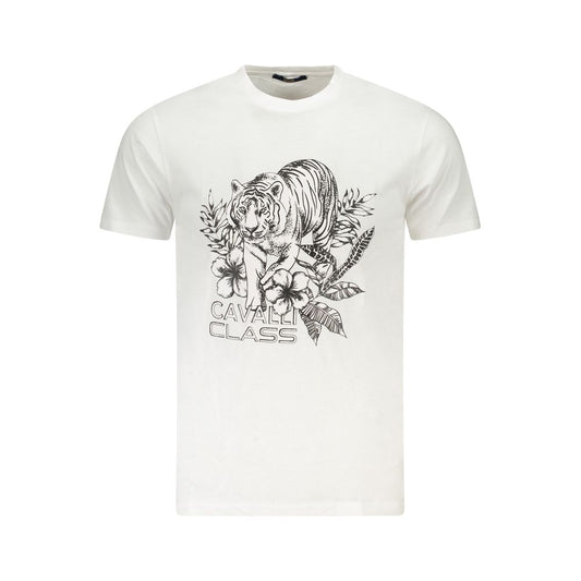 Cavalli Class Bianco Cotton Men T-Shirt