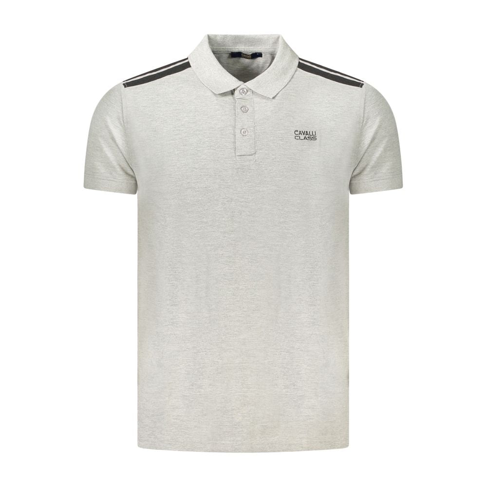 Cavalli Class Gray Cotton Polo Shirt