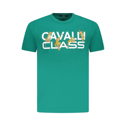 Cavalli Class Green Cotton Men T-Shirt