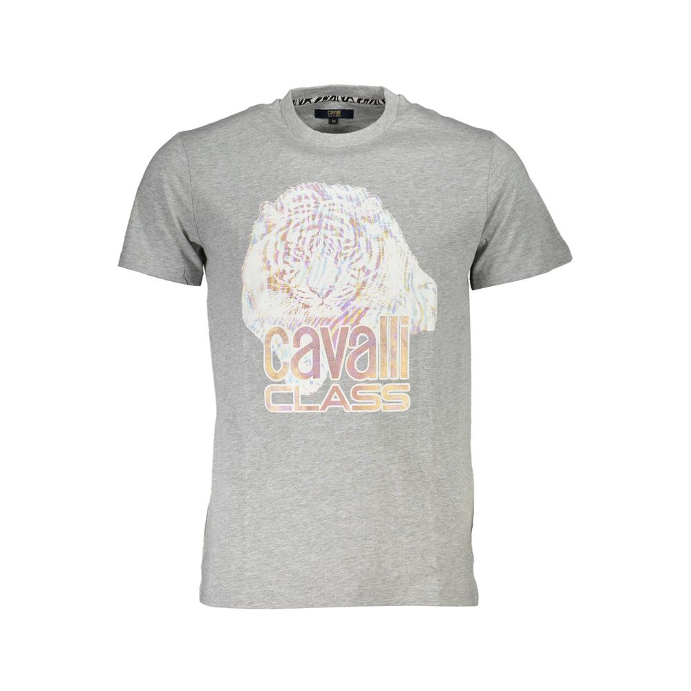 Cavalli Class Grigio Cotton Men T-Shirt