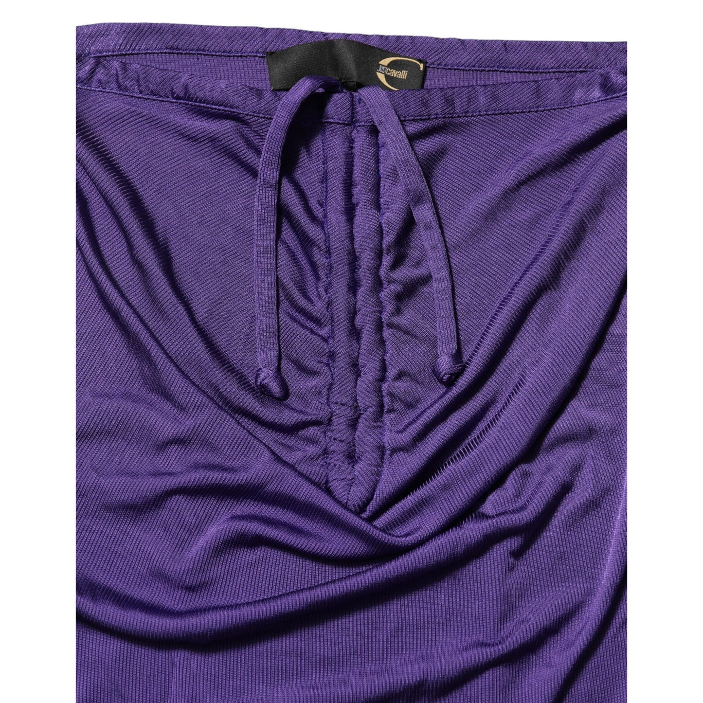 Cavalli Class Purple Viscose Elastane Strapless Bodycon Dress