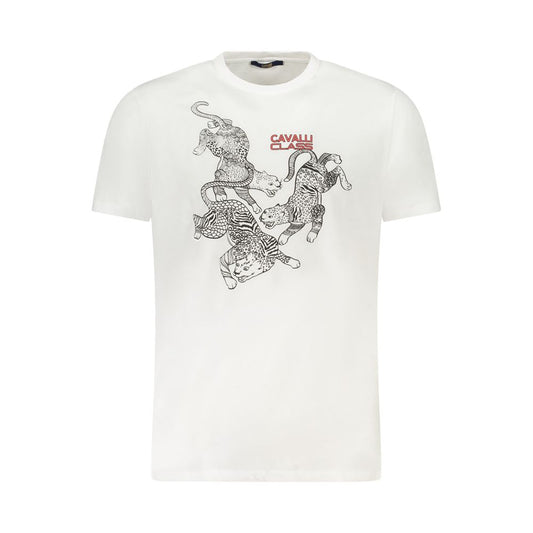 Cavalli Class White Cotton Men T-Shirt