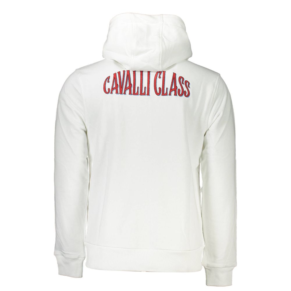 Cavalli Class White Cotton Men's Hooded Sweater