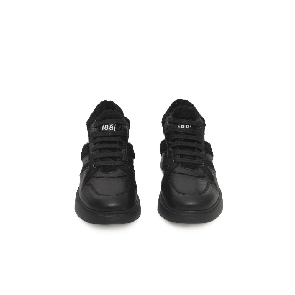 Cerruti 1881 Black Cowhide Women Platform Sneakers