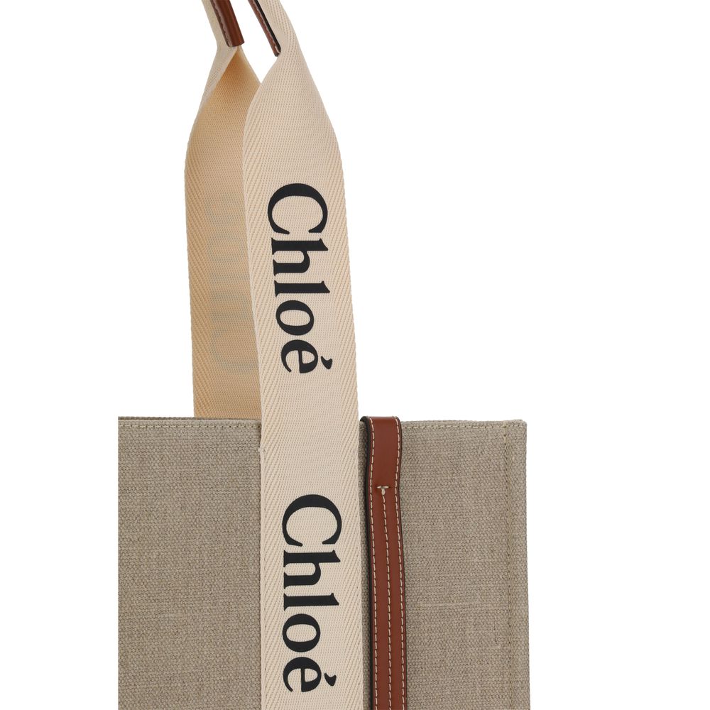 Chloé Beige Linen Handbag