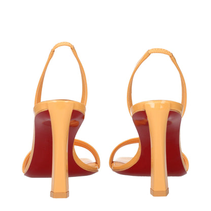 Christian Louboutin Orange Leather Stiletto Heels Sandals