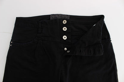 Costume National Black Cotton Slim Fit Cropped Jeans
