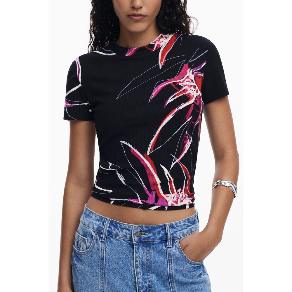 Desigual Black Elastane Tops & T-Shirt