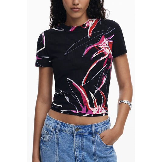 Desigual Black Elastane Tops & T-Shirt