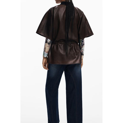 Desigual Brown Polyethylene Women Poncho