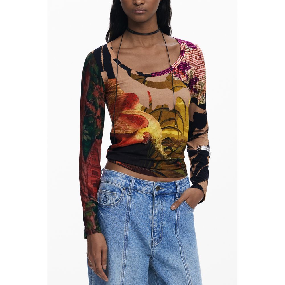 Desigual Marrone Viscosa Women T-Shirt