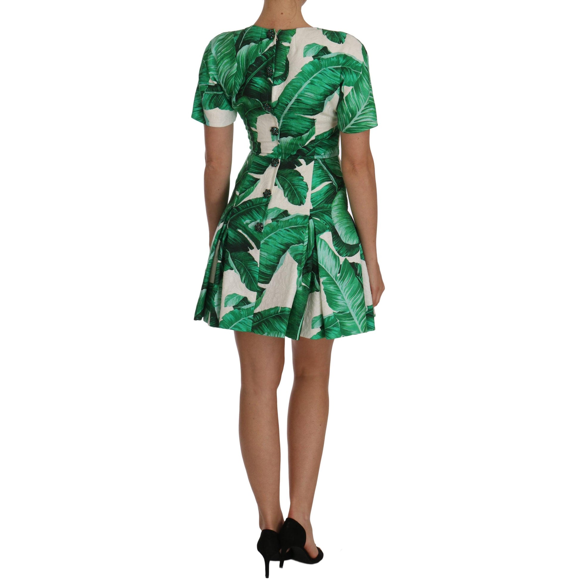 Dolce & Gabbana A-Line Banana Leaf Pineapple Crystal Dress