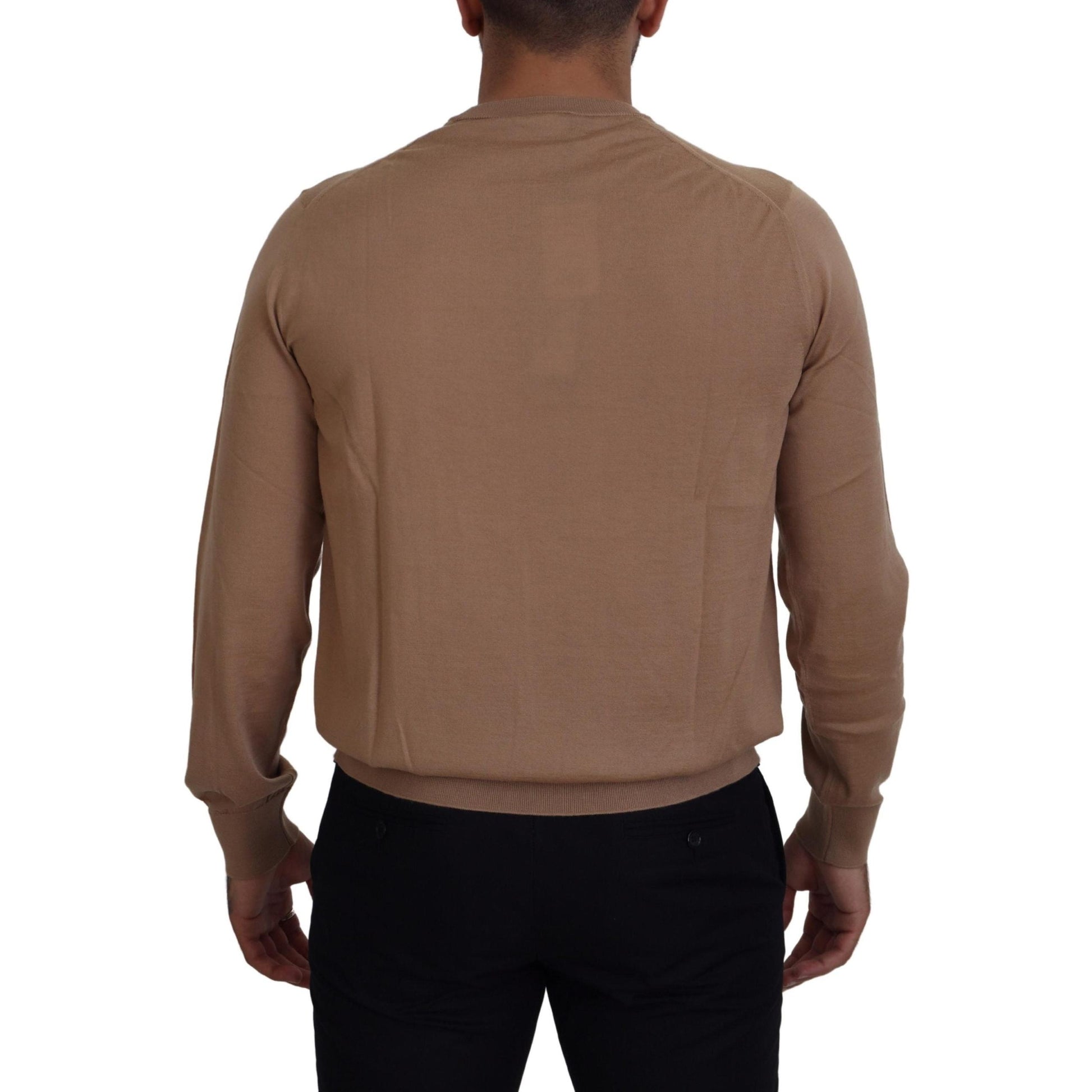 Dolce & Gabbana Beige Cashmere Crown Logo Pullover Sweater