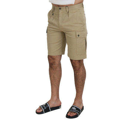 Dolce & Gabbana Beige Cotton Cargo Bermuda Shorts