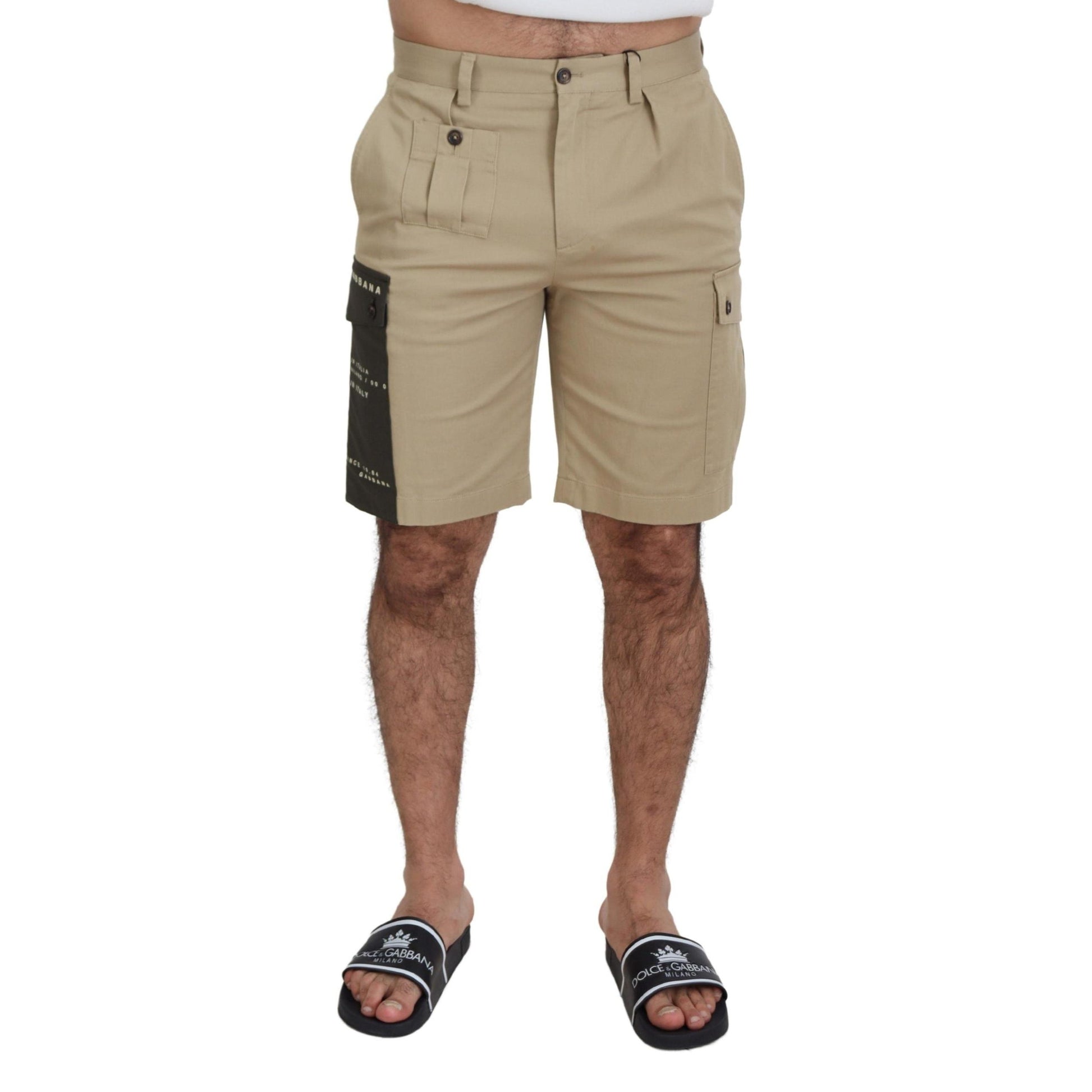 Dolce & Gabbana Beige Cotton Cargo Bermuda Shorts