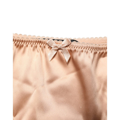 Dolce & Gabbana Beige Silk Stretch Mid Waist Brief Panty Underwear