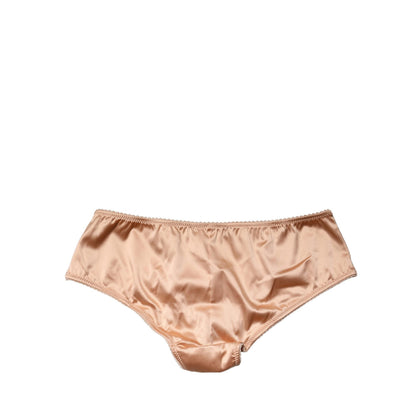 Dolce & Gabbana Beige Silk Stretch Mid Waist Brief Panty Underwear