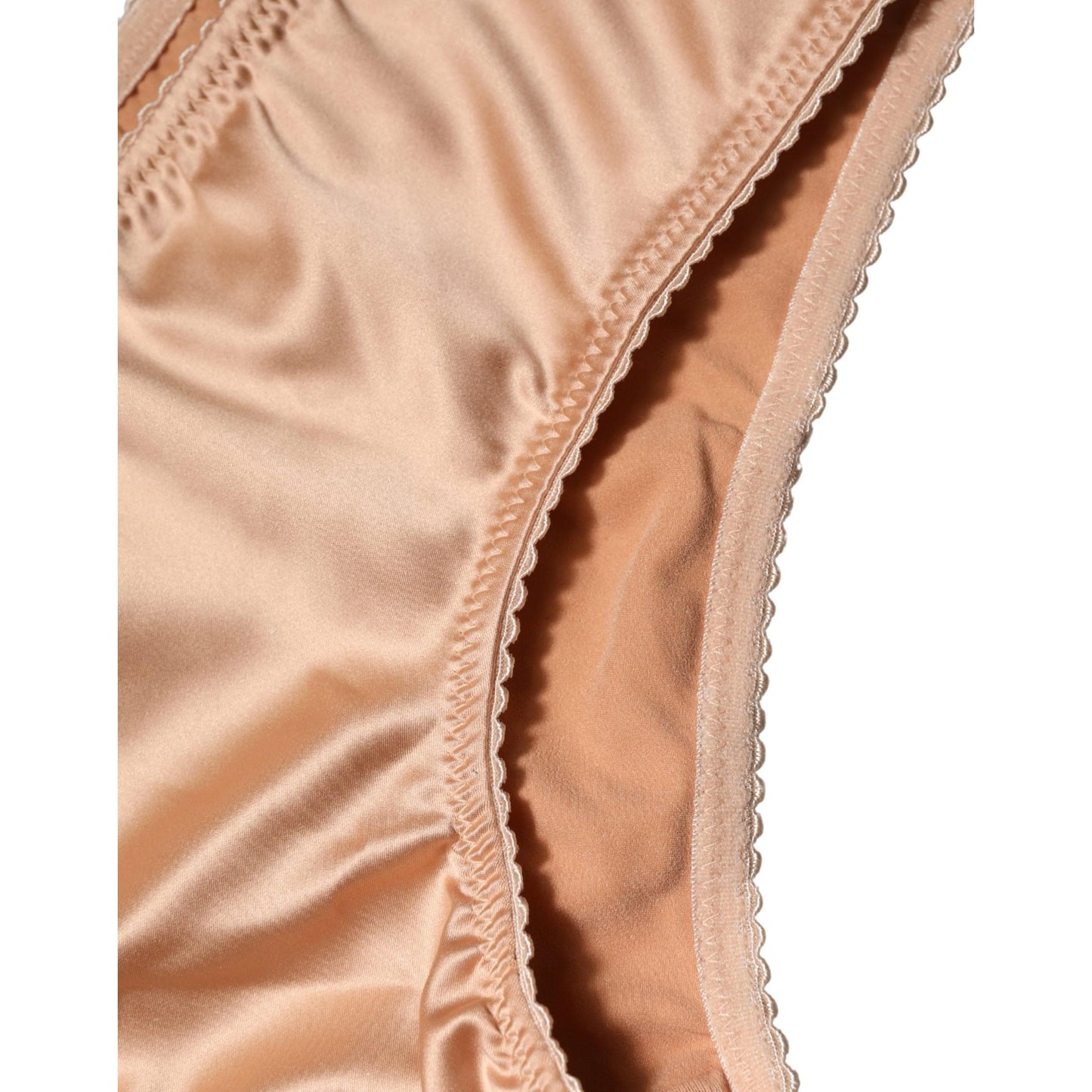 Dolce & Gabbana Beige Silk Stretch Mid Waist Brief Panty Underwear