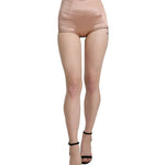 Dolce & Gabbana Beige Silke High Waist Mini Hot Bukser & Jeans Shorts-Modeoutlet