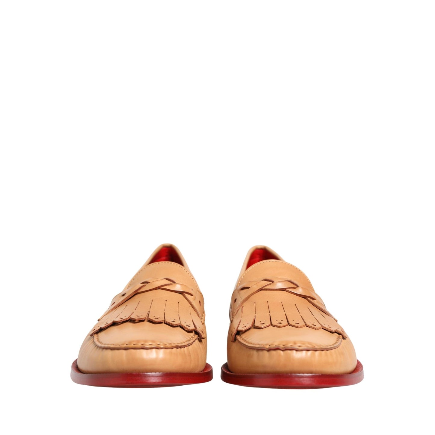 Dolce & Gabbana Beige Tassel Leather Men Slip On Loafers Shoes