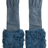 Dolce & Gabbana Blå Læder Handsker-Modeoutlet