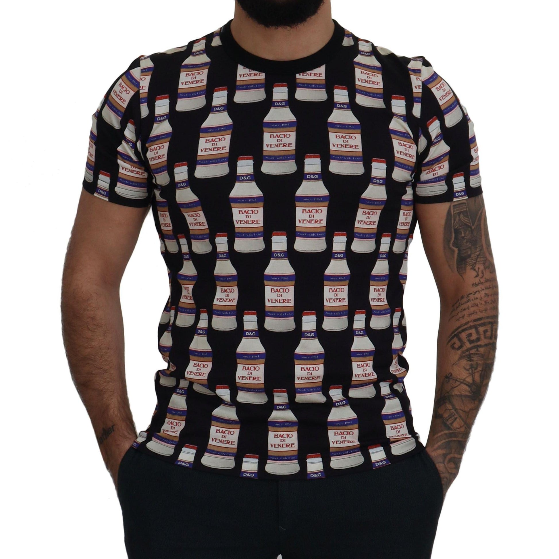 Dolce & Gabbana Black Bacio Di Venere Cotton Crew T-shirt