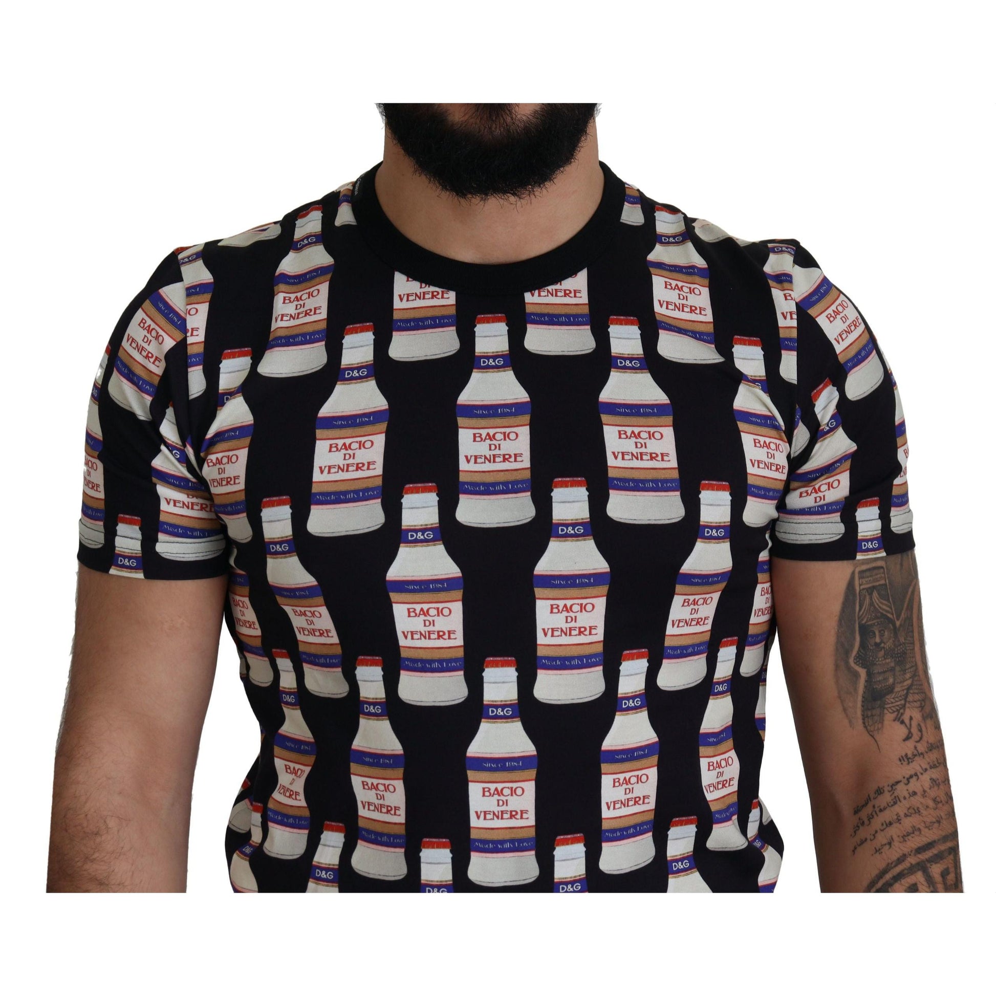 Dolce & Gabbana Black Bacio Di Venere Cotton Crew T-shirt
