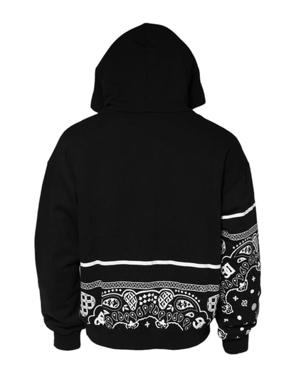 Dolce & Gabbana Black Bandana Hooded Men Sweatshirt Sweater