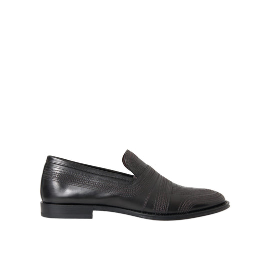 Dolce & Gabbana Black Brown Leather Loafer Men Dress Shoes