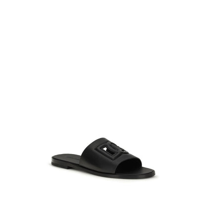 Dolce & Gabbana Black Calf Leather Bos Taurus Sandals