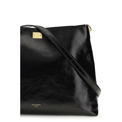 Dolce & Gabbana Black Calf Leather Bos Taurus Shoulder Bag
