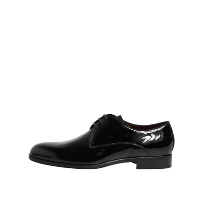 Dolce & Gabbana Black Calfskin Leather Derby Dress Shoes