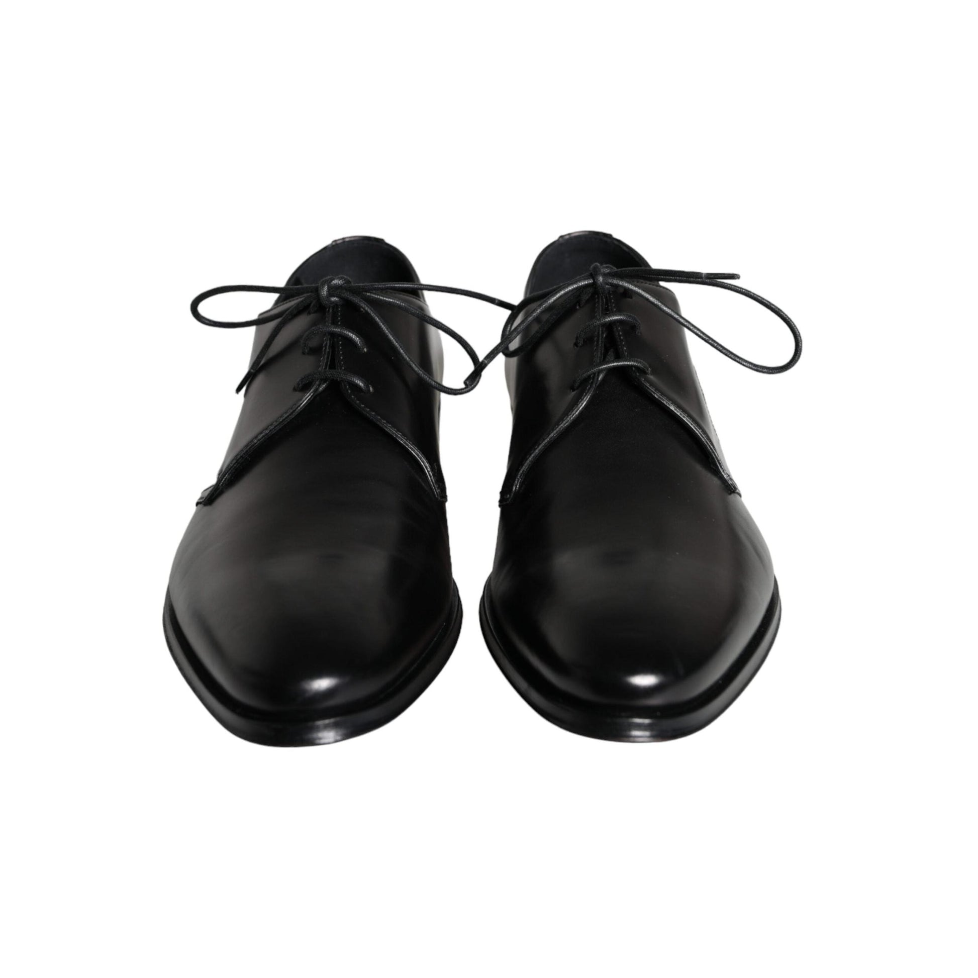 Dolce & Gabbana Black Calfskin Leather Derby Men Dress Shoes