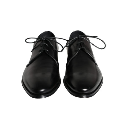 Dolce & Gabbana Black Calfskin Leather Derby Men Dress Shoes