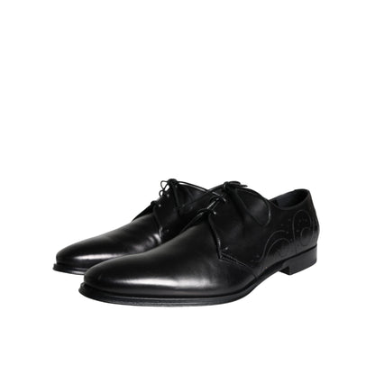 Dolce & Gabbana Black Calfskin Leather Derby Men Dress Shoes