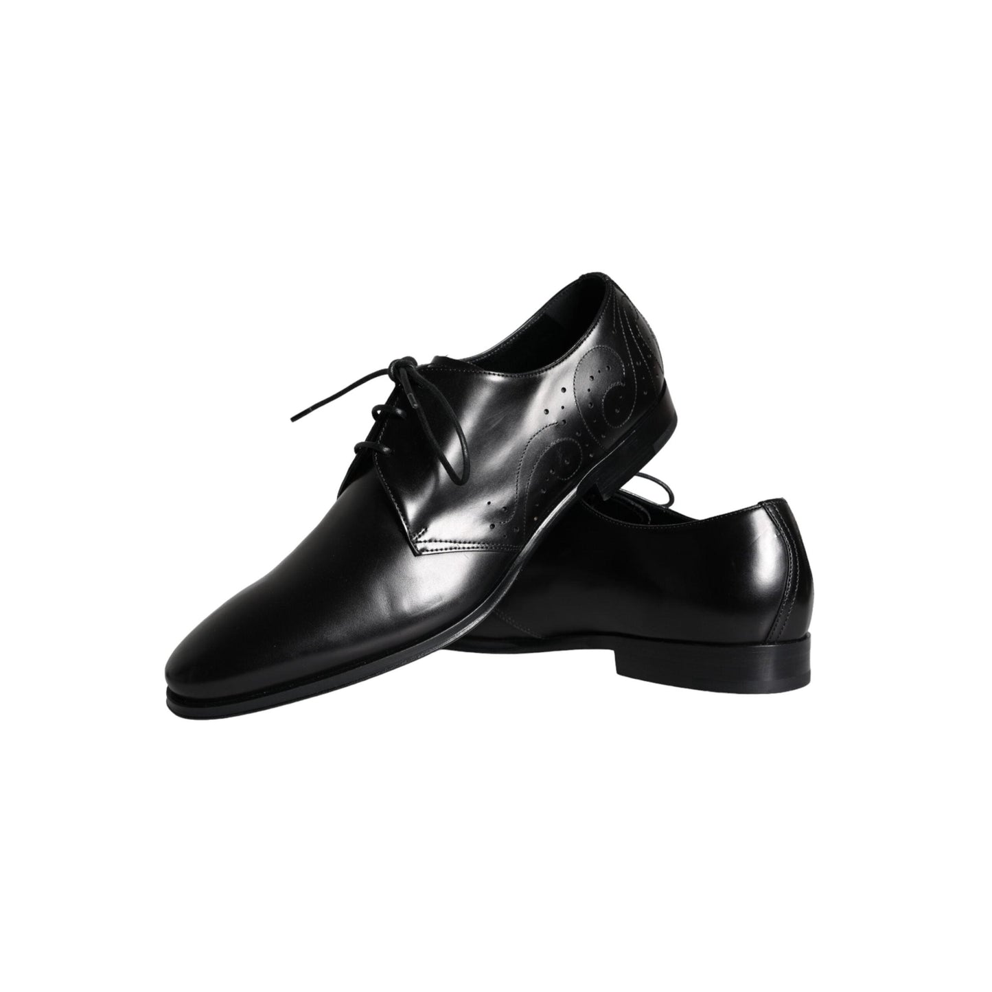 Dolce & Gabbana Black Calfskin Leather Derby Men Dress Shoes