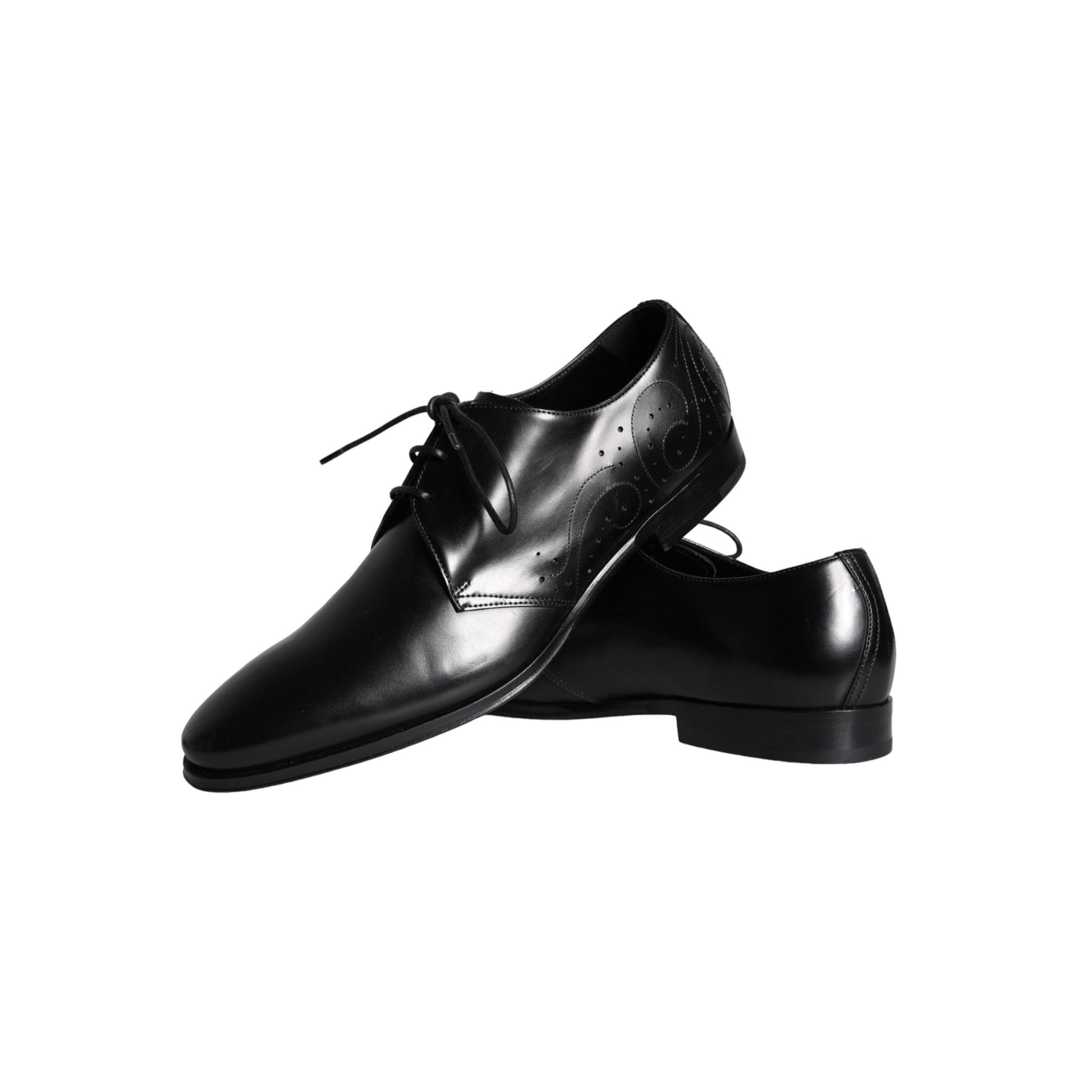 Dolce & Gabbana Black Calfskin Leather Derby Men Dress Shoes