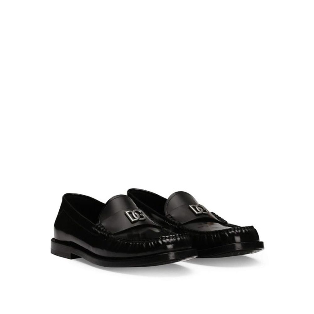 Dolce & Gabbana Black Calfskin Slip-On Loafers