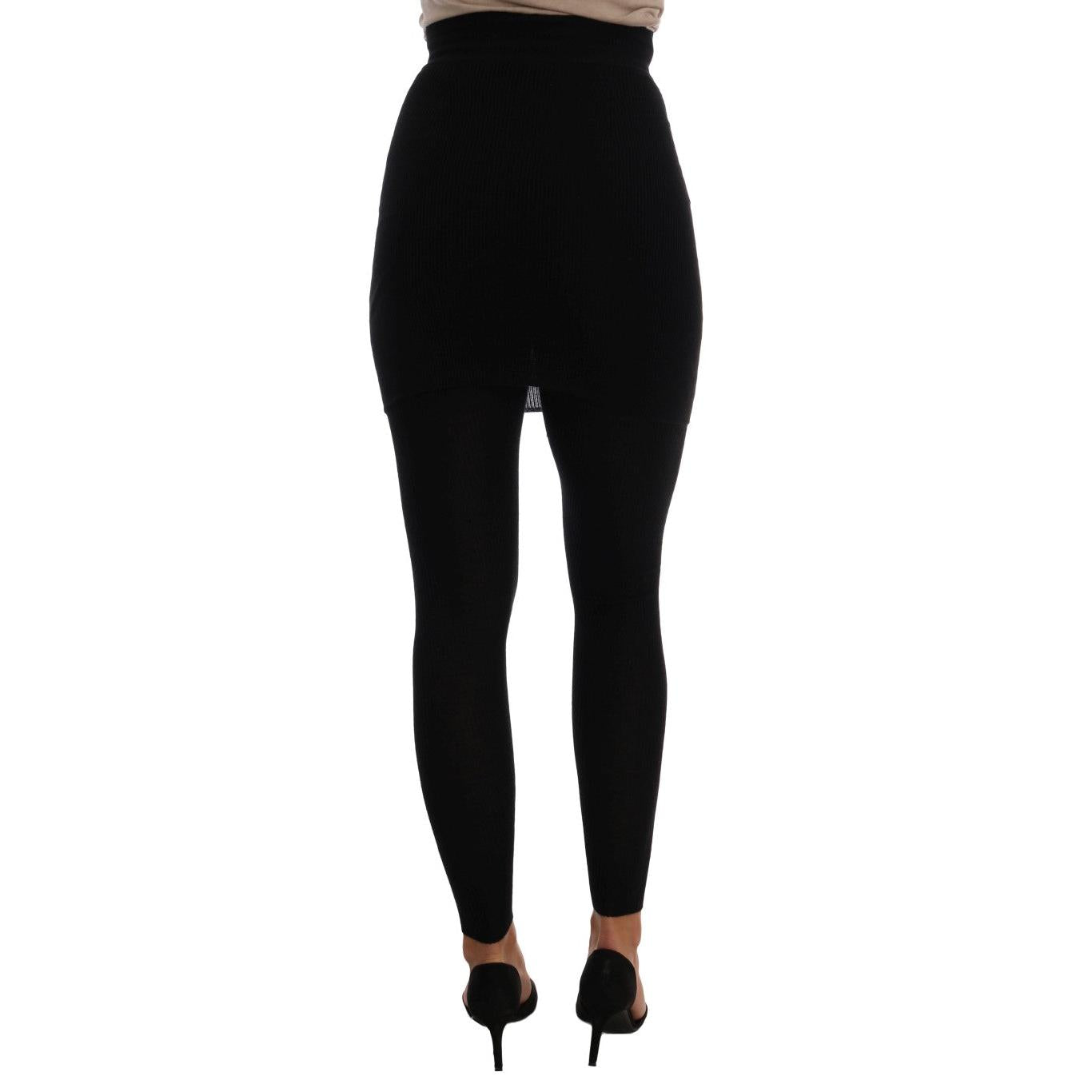 Dolce & Gabbana Black Cashmere Silk Stretch Tights Stockings