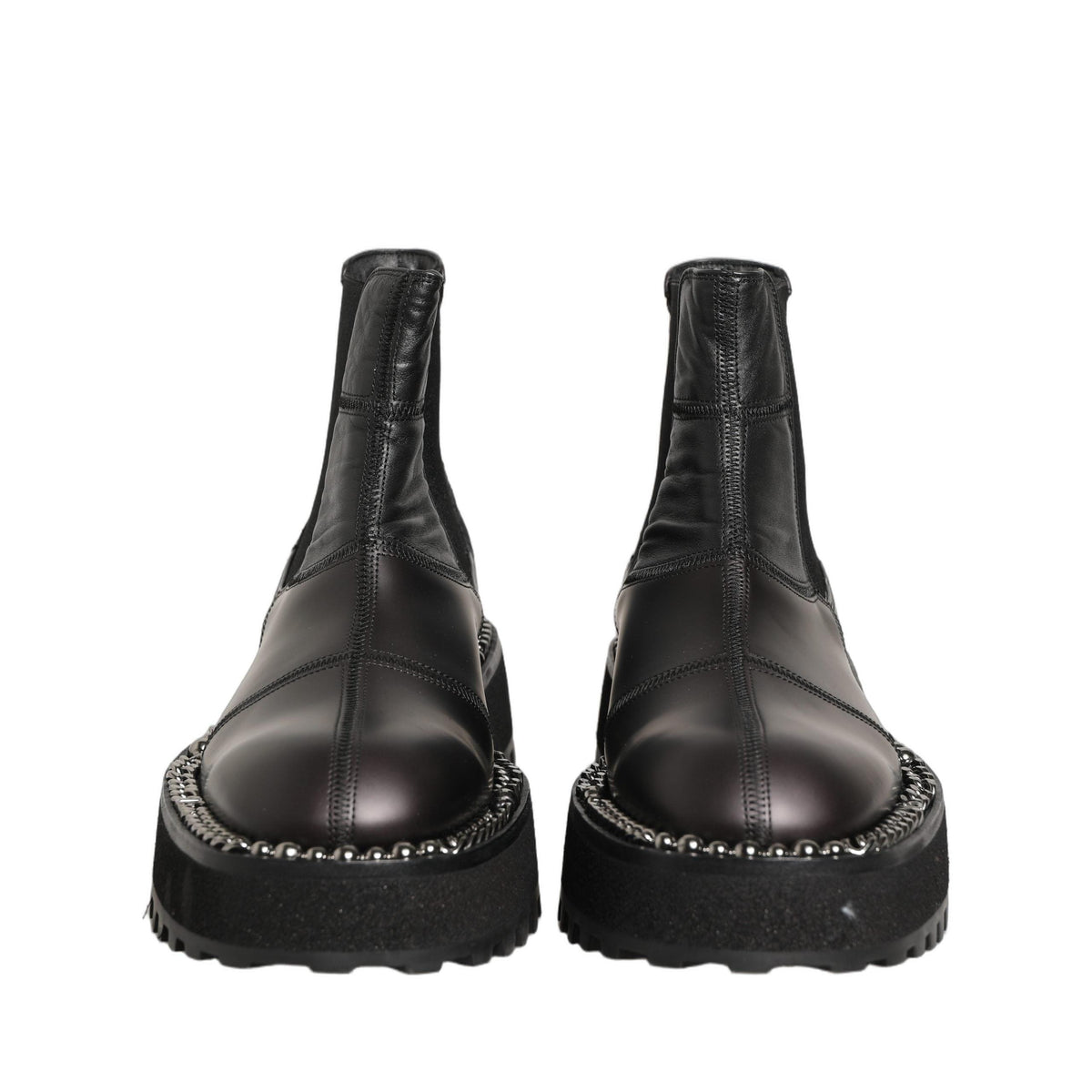 Dolce & Gabbana Black Chelsea Boots Leather Slip On Men Shoes