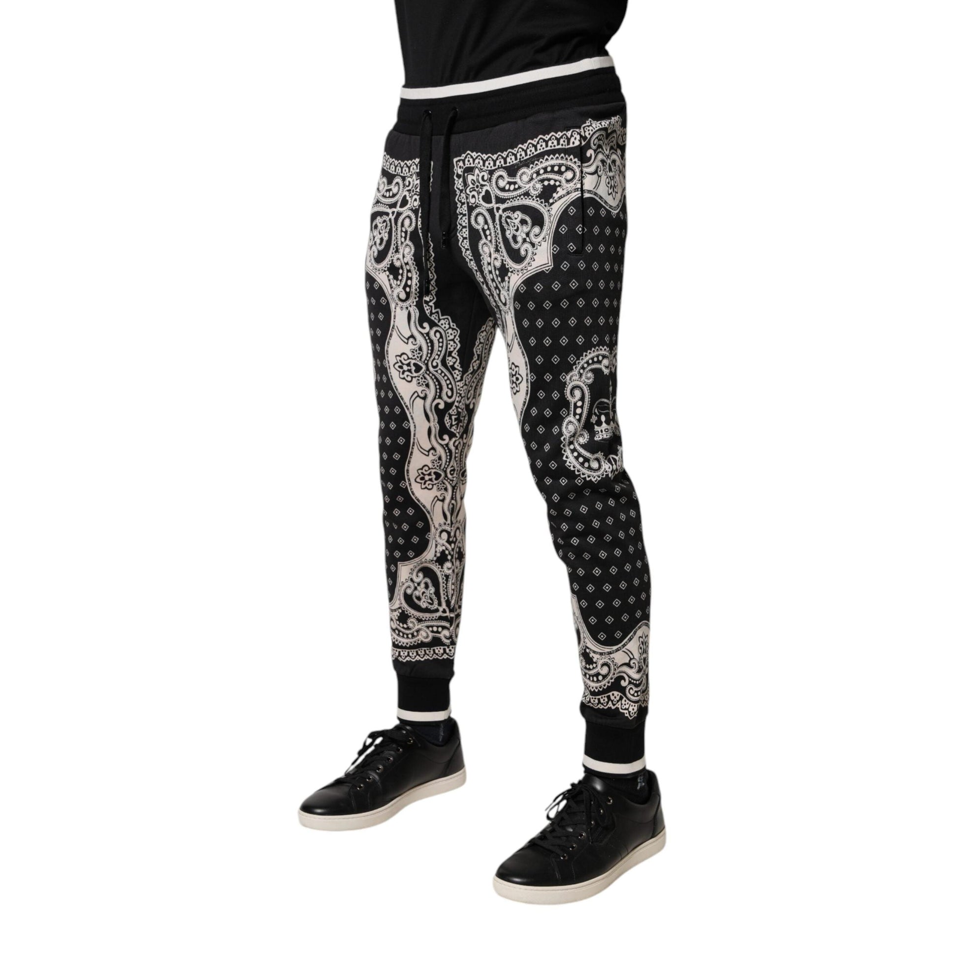 Dolce & Gabbana Black Cotton Bandana Jogger Sweatpants Pants