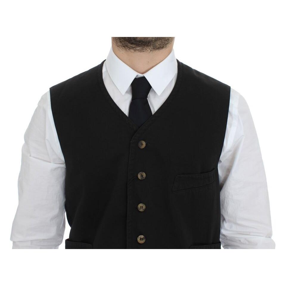 Dolce & Gabbana Black Cotton Blend Dress Vest Gilet