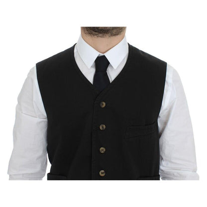 Dolce & Gabbana Black Cotton Blend Dress Vest Gilet