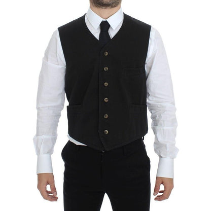 Dolce & Gabbana Black Cotton Blend Dress Vest Gilet