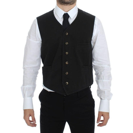 Dolce & Gabbana Black Cotton Blend Dress Vest Gilet