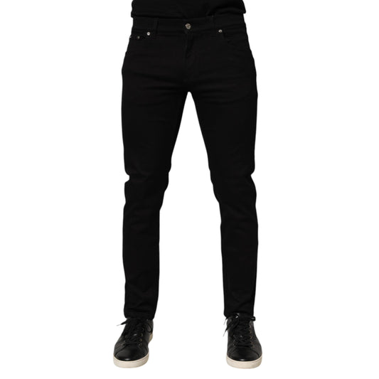 Dolce & Gabbana Black Cotton Blend Skinny Men Trouser Pants